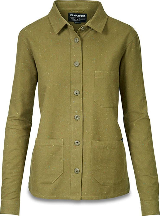 Dakine Alberta Flannel Long Sleeve Shirt, Women's Medium, Dark Olive Green Fleck