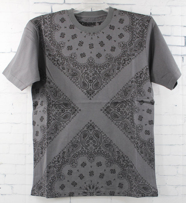 Technine Men's Bandana Short Sleeve T-Shirt Medium Dark Gray New
