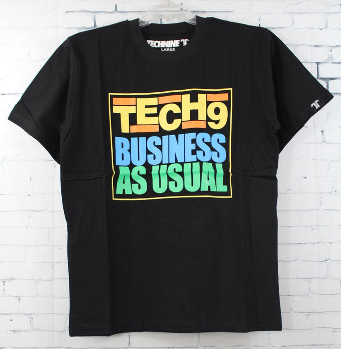 Technine Mens Business Short Sleeve T-Shirt Medium Black New