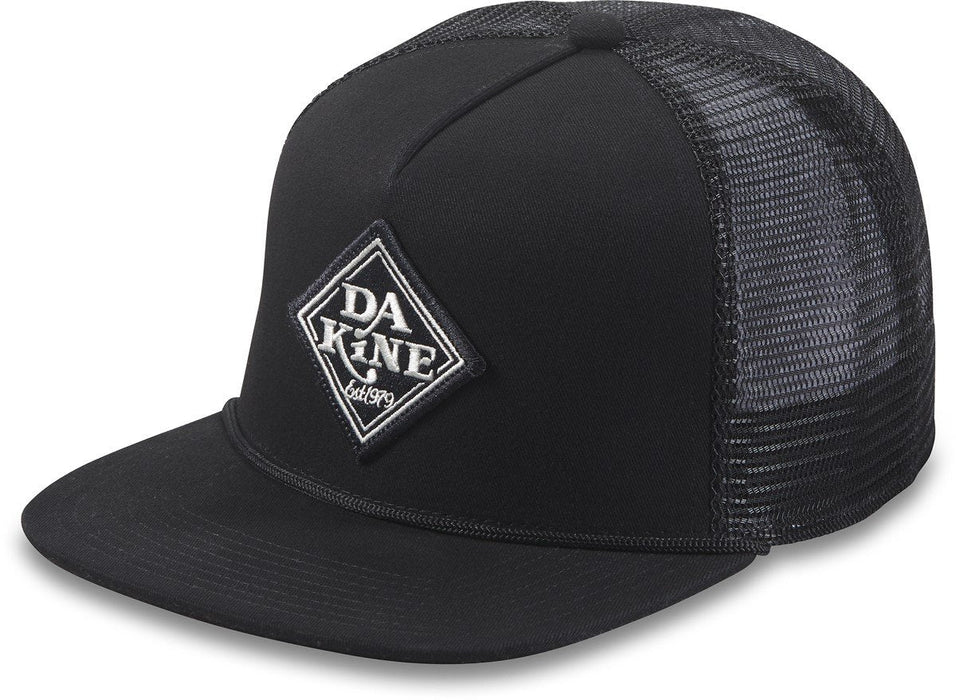 Dakine Classic Diamond Trucker Snapback Cap Black Flat Brim Hat New