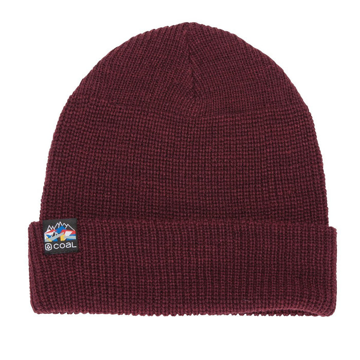 Coal The Squad Recycled Polylana Low Profile Rib Knit Beanie Solid Maroon