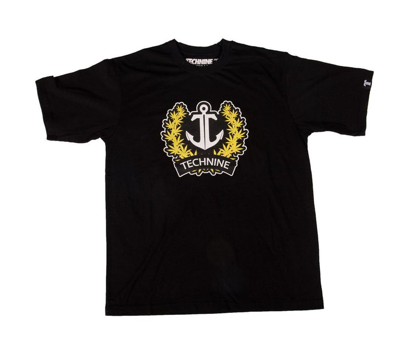 Technine Mens Captain Short Sleeve T-Shirt Medium Black New