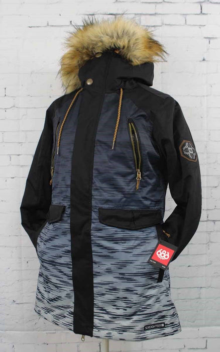 686 Womens Ceremony Insulated Snowboard Jacket Small Black Fade