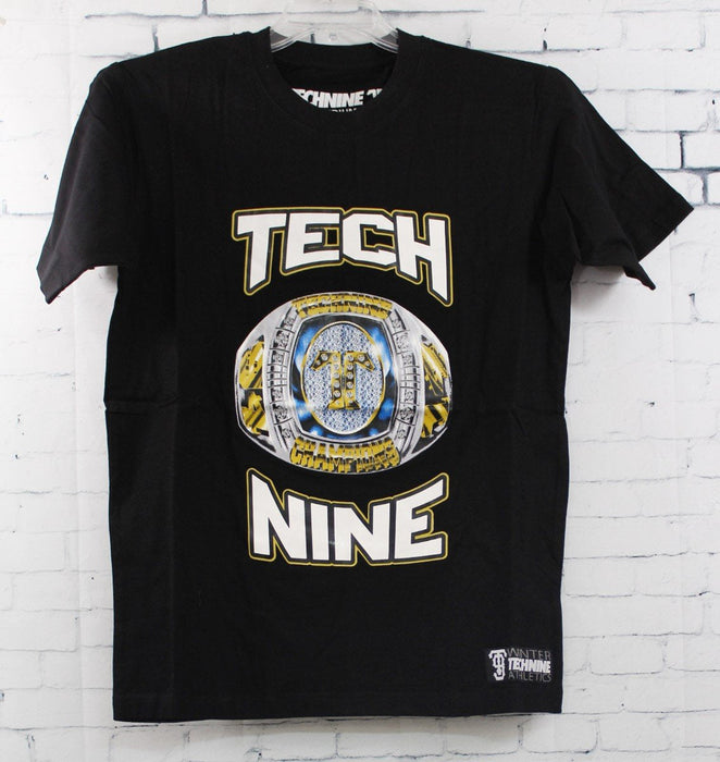 Technine Mens Champions Short Sleeve T-Shirt Small Black New