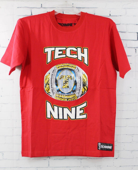 Technine Mens Champions Short Sleeve T-Shirt Medium Red New