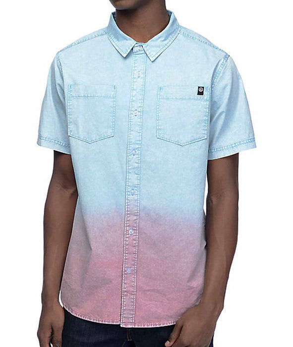 Neff Coast Short Sleeve Button Up Pocket Shirt, Men's Large, Turquoise Fade New