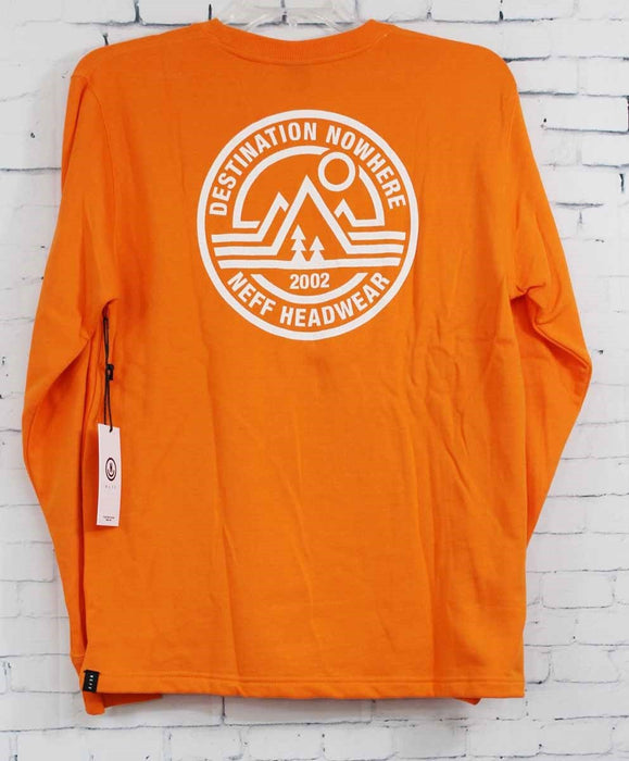 Neff Crew Pullover Sweatshirt, Men's Medium, Orange Destination Nowhere New