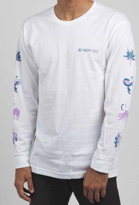 Neff Critter Long Sleeve Cotton T-Shirt Tee, Men's Medium, White New