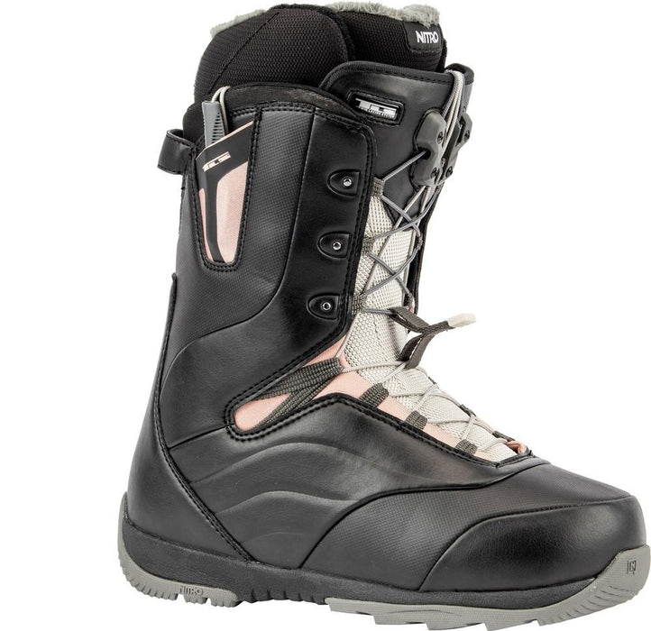 Nitro Crown TLS Snowboard Boots, US Women's 9, Black / Rose New 2020