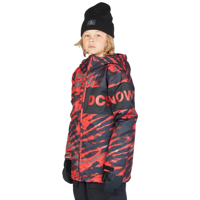 DC Propaganda Snowboard Jacket, Boys Youth Medium (12) Angled Tie Dye Racing Red