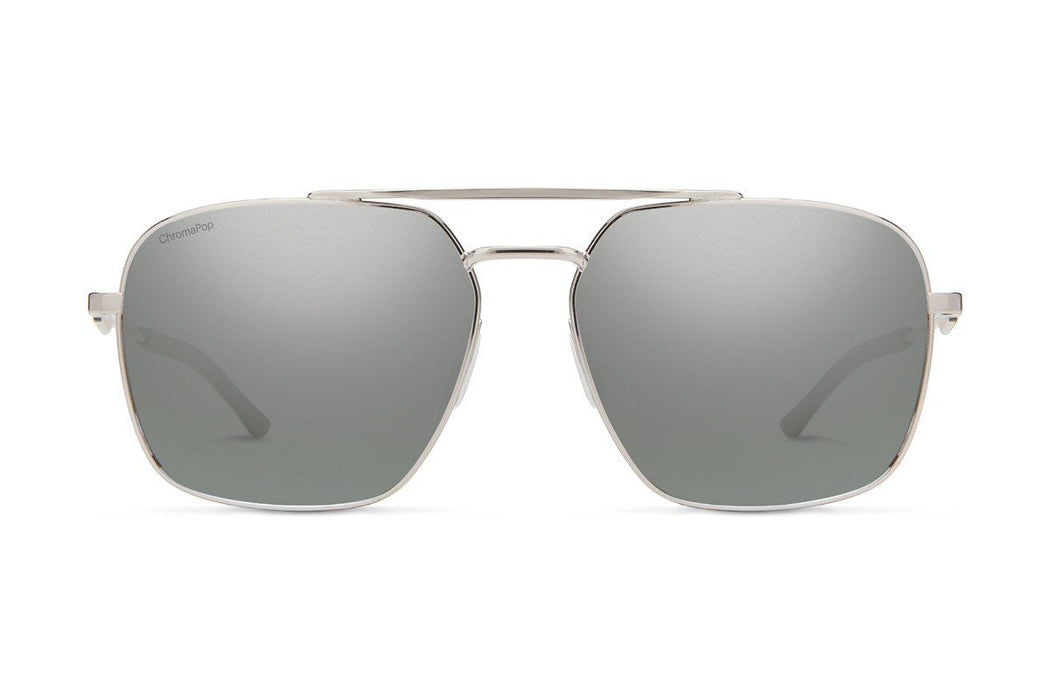 Smith Double Down Sunglasses Silver Frame, ChromaPop Polarized Platinum Lens New