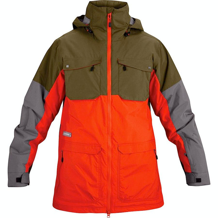 Dakine Force 2L Insulated Snow Jacket, Men's Medium, Army Green / Octane Orange