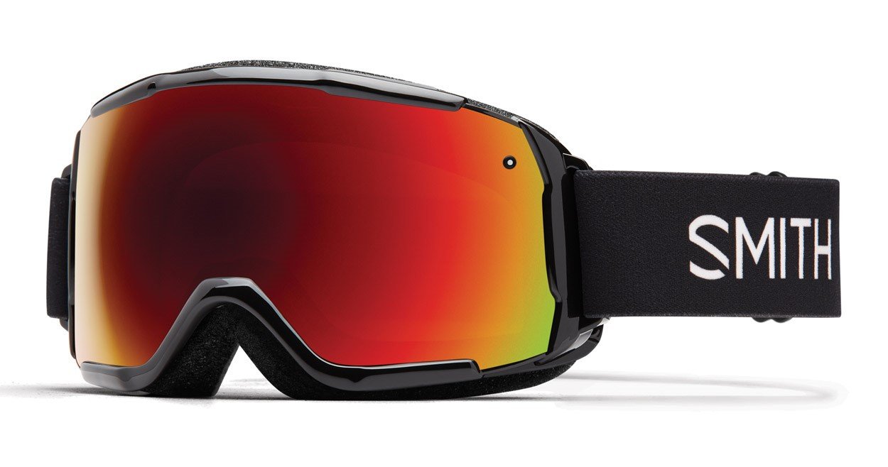 Smith Grom Youth Snow Goggles Black Frame, Red Sol-X Mirror Lens New