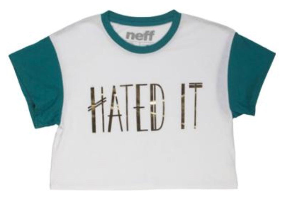 Neff Hater Blocked Crew Short Sleeve T-Shirt Women's Small Teal White