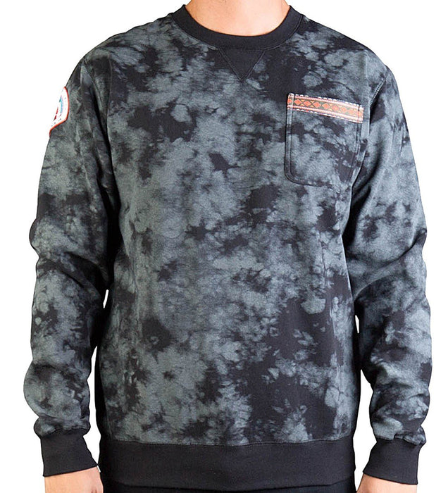 Neff Men's Hill Crew Pullover Pocket Sweatshirt Medium Black Washed Print New