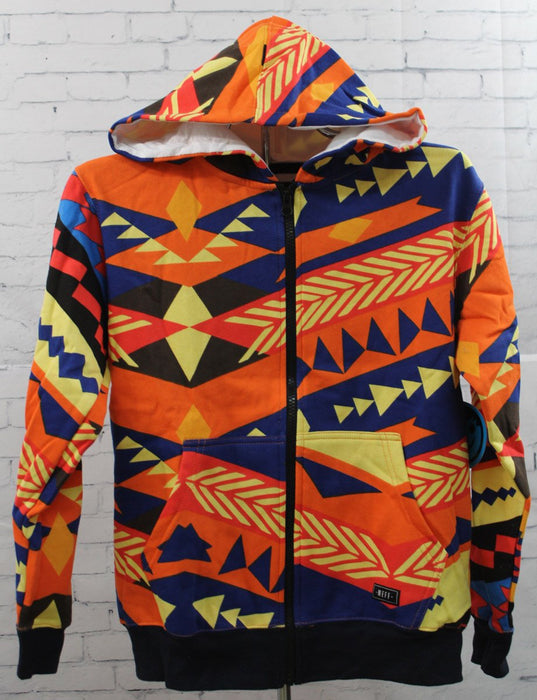 Neff Brative Zip-Up Hoodie, Boy's Youth Medium, Patterned Orange