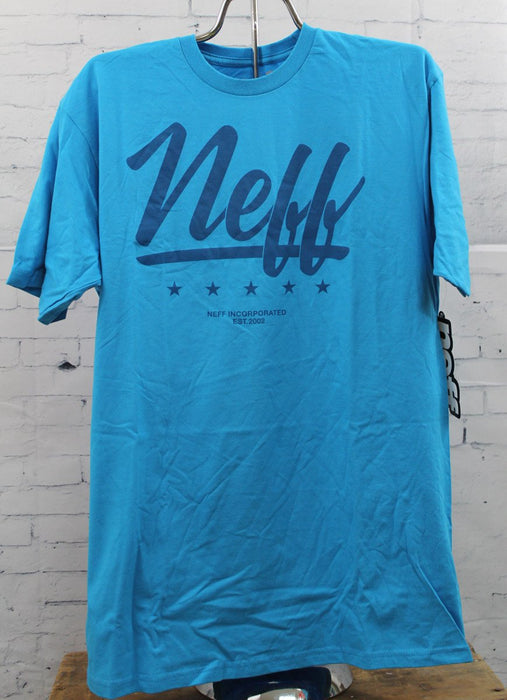 Neff Tilt Cotton Short Sleeve T-Shirt, Men's Large, Cyan Blue New