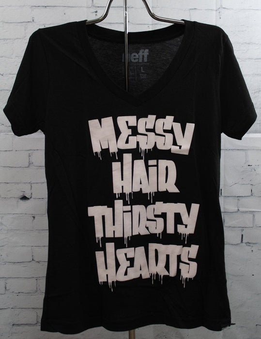 Neff Messy Hair Short Sleeve T-Shirt Womens Large Black