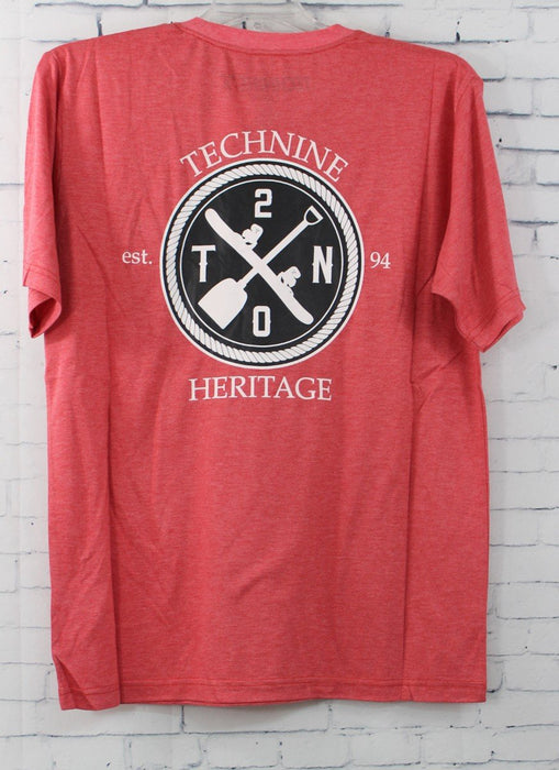 Technine Mens Heritage Pocket Short Sleeve T-Shirt Medium Red New