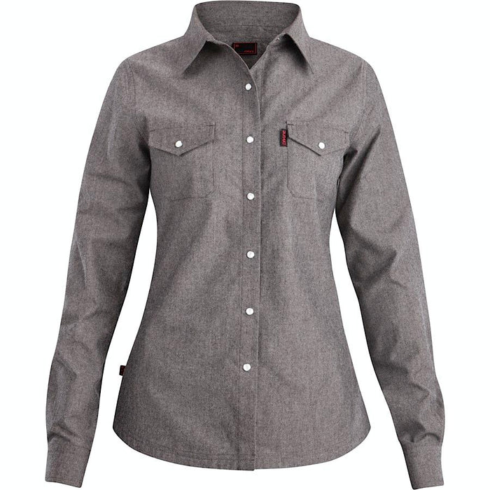 Dakine Izarra Midweight Base Layer Button-up Flannel Shirt, Women's Medium, Grey