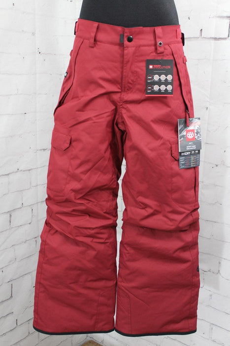 686 Infinity Cargo Insulated Snowboard Pants, Boys Youth Medium, Oxblood Red