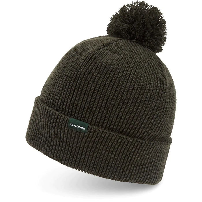 Dakine Jackson Pom Beanie Acrylic Rib Knit, Unisex One Size, Solid Juniper Green