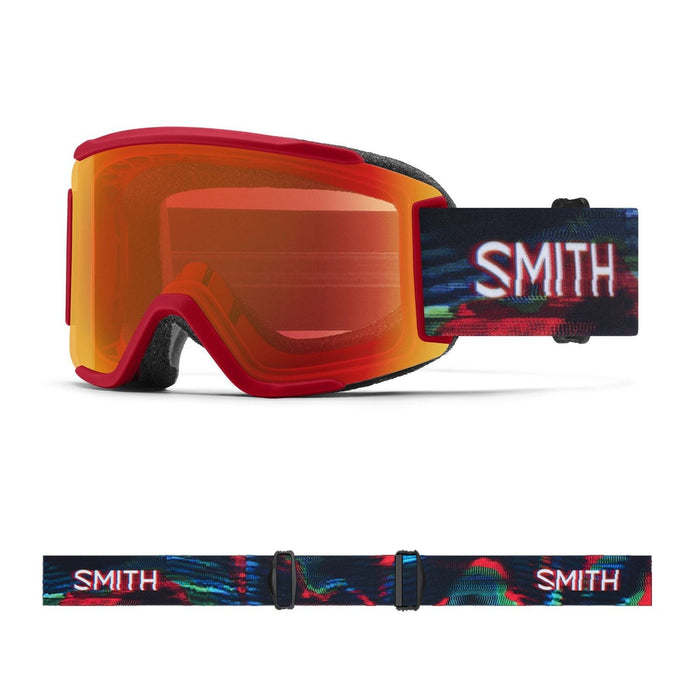 Smith Squad S Snow Goggles Crimson Glitch Hunter, Everyday Red Mirror + Bonus