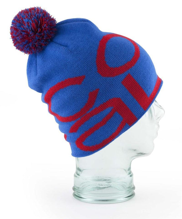 Coal The Logo Pom Beanie, One Size Fits Most, Royal Blue with Red Lettering