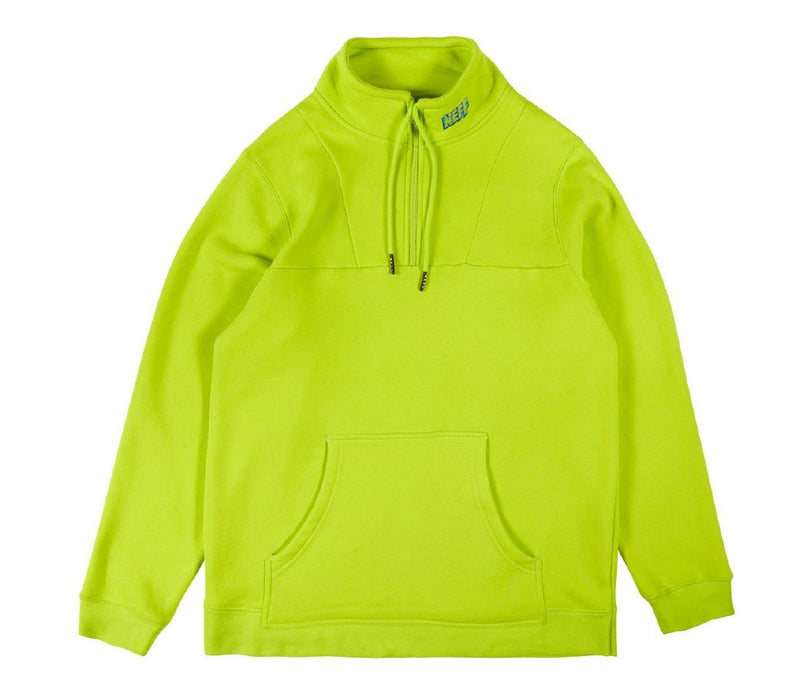 Neff Laced Fleece Zip Placket Sweat Shirt, Men's Large, Lime Green