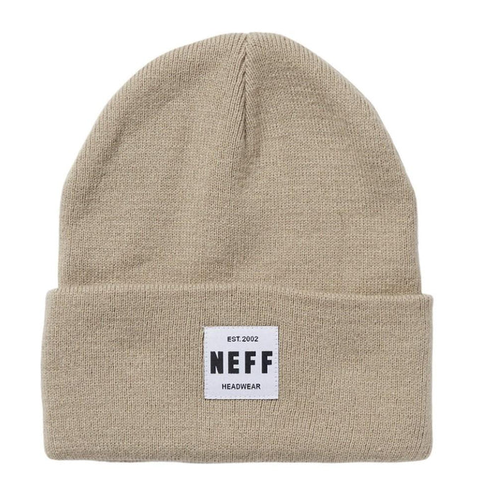 NEFF Lawrence Acrylic Beanie One Size Fits Most Solid Light Tan New