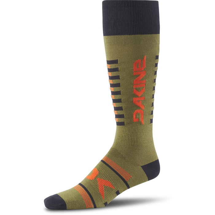 Dakine Men's Thinline Wool Blend Snowboard Socks M/L Utility Green / Orange New