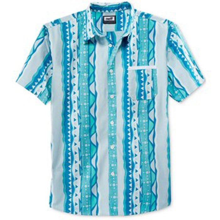 Neff Morris Short Sleeve Button Up Pocket Shirt Men's Medium Morris Blue Print