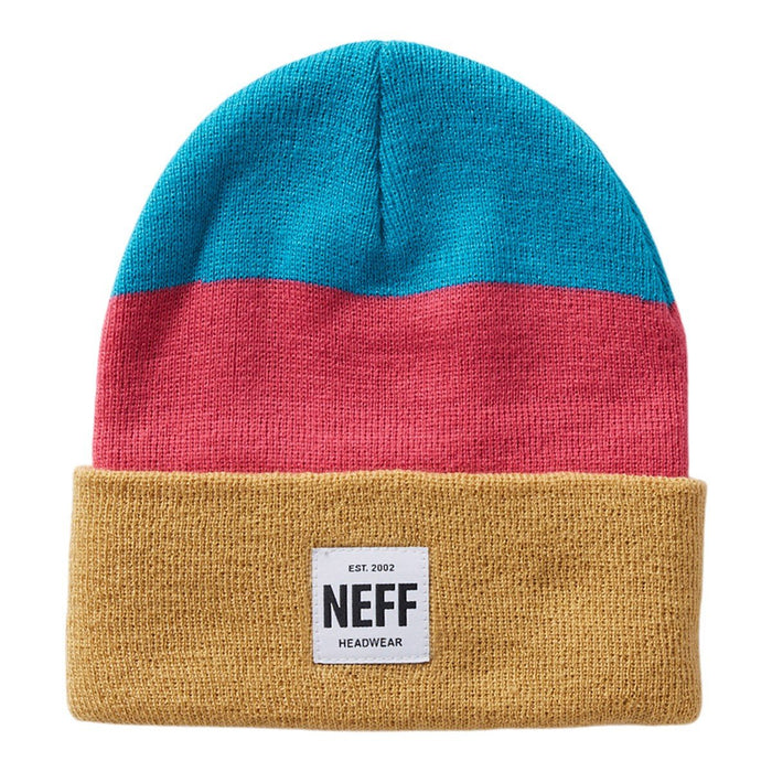 NEFF Lawrence Big Bold Beanie, One Size Fits Most, Pink New, Teal Pink Tan