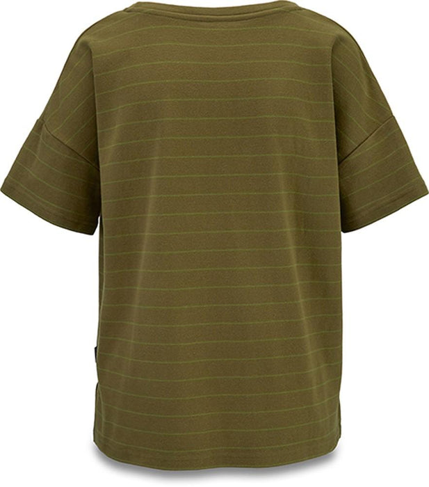 Dakine Womens Naomi Cotton Weave Short Sleeve Tee Shirt Medium Dark Olive Stripe