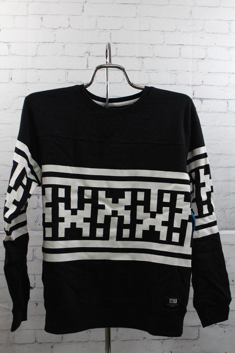 Neff Simple Geometric Longsleeve Pullover Sweatshirt Boys Youth Medium Black