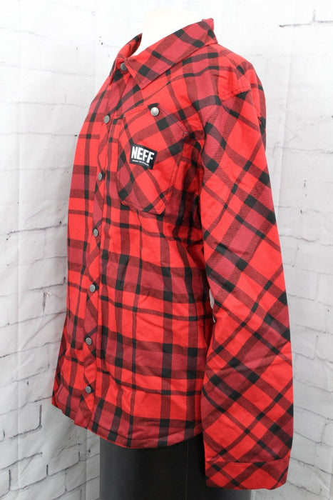 Neff Jeff Insulated Snap Front Flannel Jacket, Men's Large, Red