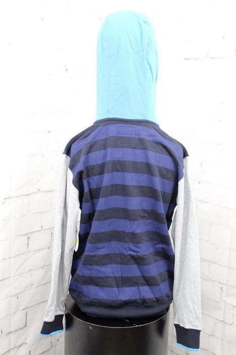 Neff Indigo Full-Zip Hoodie, Boys Youth Medium, Navy Stripe / Gray / Blue