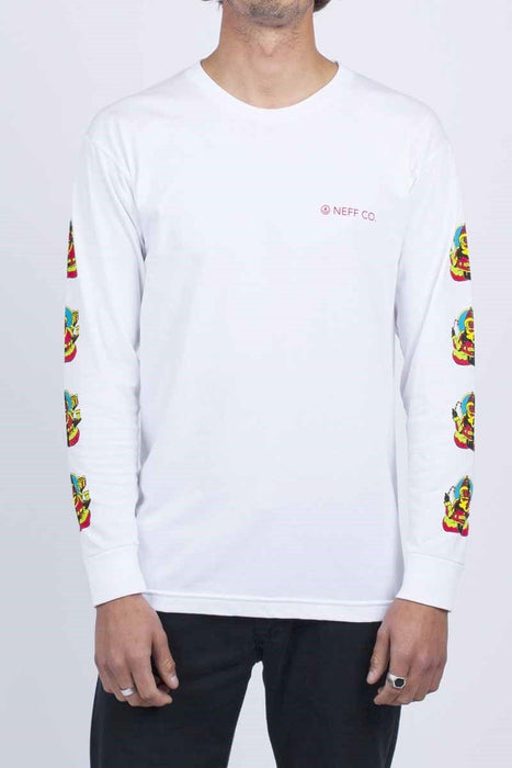 Neff Nirvana Santa Long Sleeve Cotton Tee T-Shirt, Men's Medium, White New