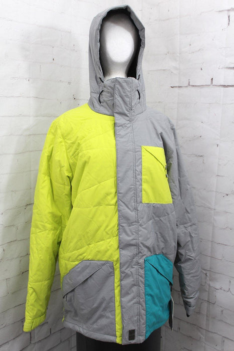 Nitro Conducer Insulated Snowboard Jacket, Mens Large, Heather/Yellow Stripe New