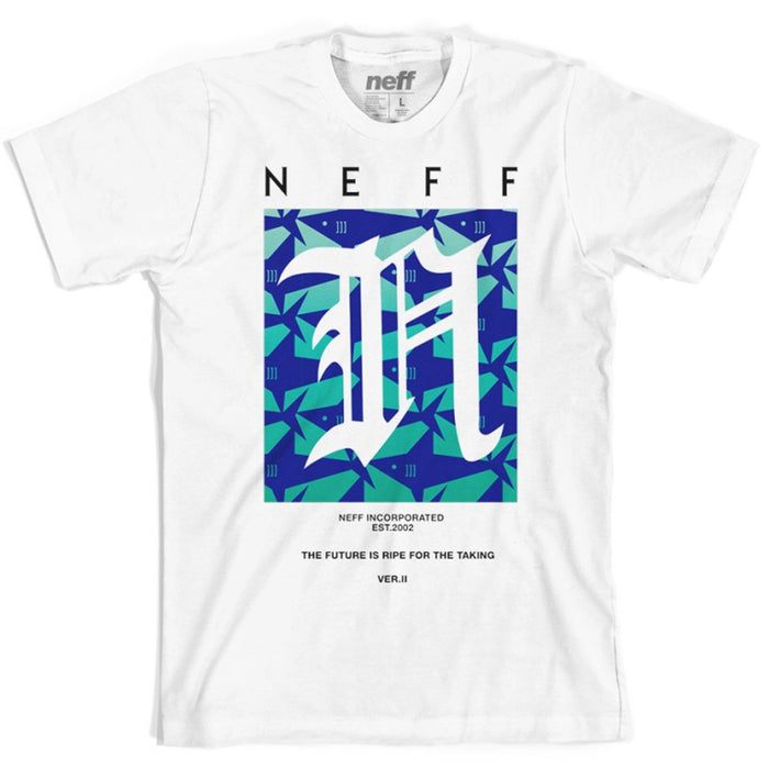 Neff Old English Shark Cotton Short Sleeve T-Shirt, Men's Large, White New