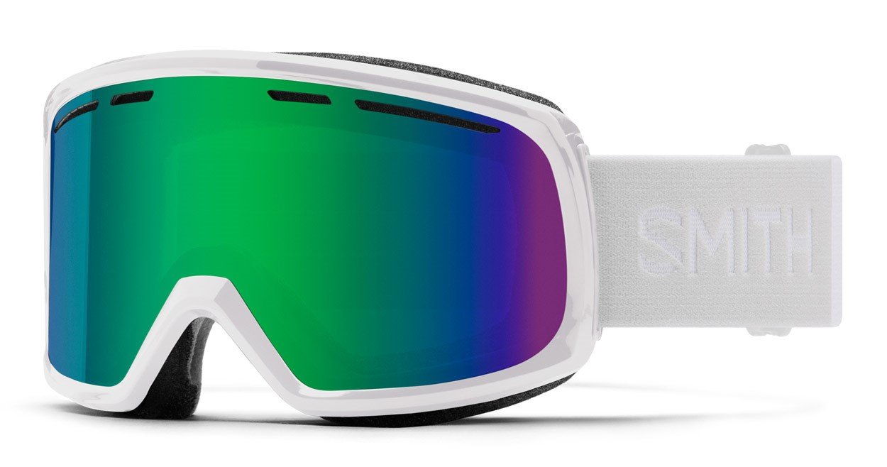Smith Range Snow Goggles, White Frame, Green Sol-X Mirror Lens New