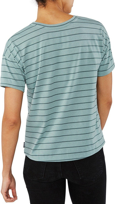 Dakine Women's Rowen Short Sleeve T-Shirt Tee Medium Coastal Green Stripe New