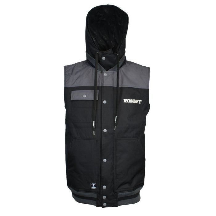 Technine Removable Hood Quilted Snowboard Vest, Men's Small, Black New