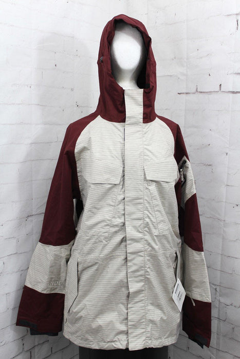 Ride Delridge Shell Snowboard Jacket, Men's Large, Birch / Red / White New