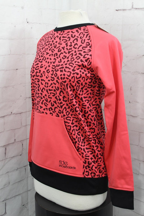 Ride Judkins Bonded Fleece Sweatshirt, Womens Medium, Strawberry Pink Cat Print