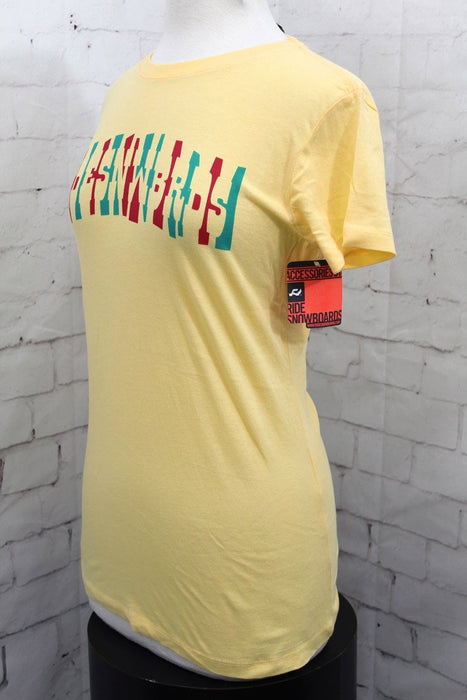 Ride Snowboards Logo T-Shirt, Women's Medium, Banana Yellow New