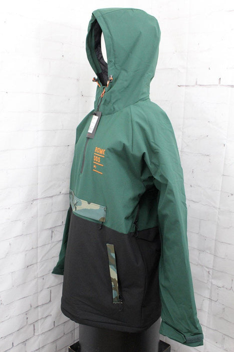 Rome SDS Field Anorak, 1/4 Zip Snowboard Jacket, Men's Small, Green / Black New