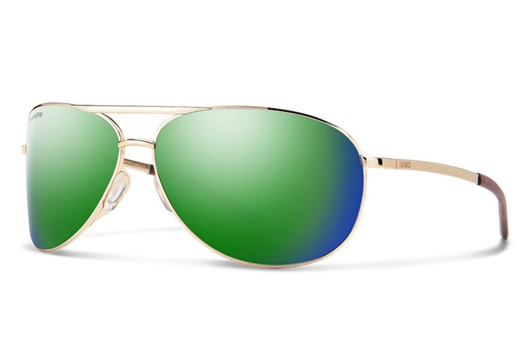 Smith Serpico 2 Sunglasses Gold Frame, ChromaPop Polarized Green Mirror Lens New