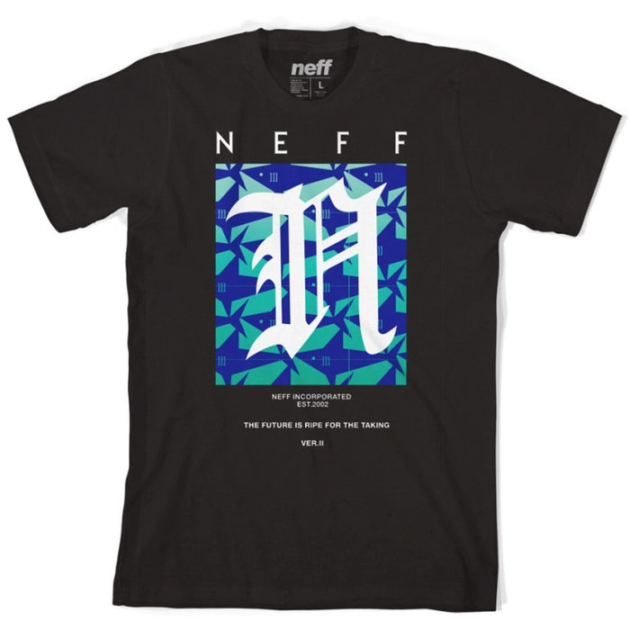 Neff Shark Filled Short Sleeve T-Shirt Boys Youth Medium Black