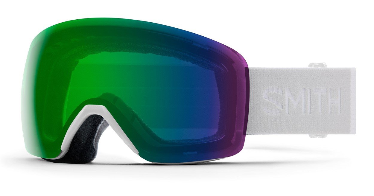 Smith Skyline Snow Goggles, White Vapor Frame, Everyday Green Mirror Lens New